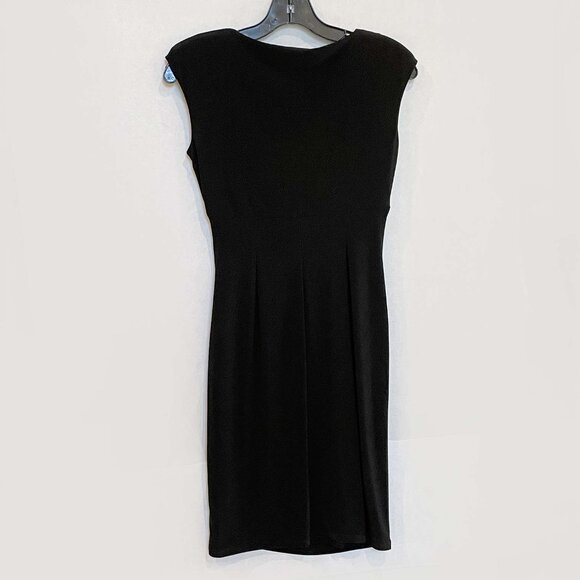 Lauren by Ralph Lauren Black Ruched Faux Wrap Dress Size 2P - Picture 3 of 9